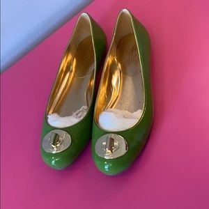 Coach Apple Green Turnlock Flats